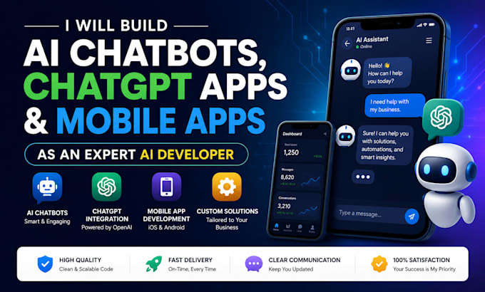 build ai chatbots, chatgpt apps, and custom mobile apps as an ai developer