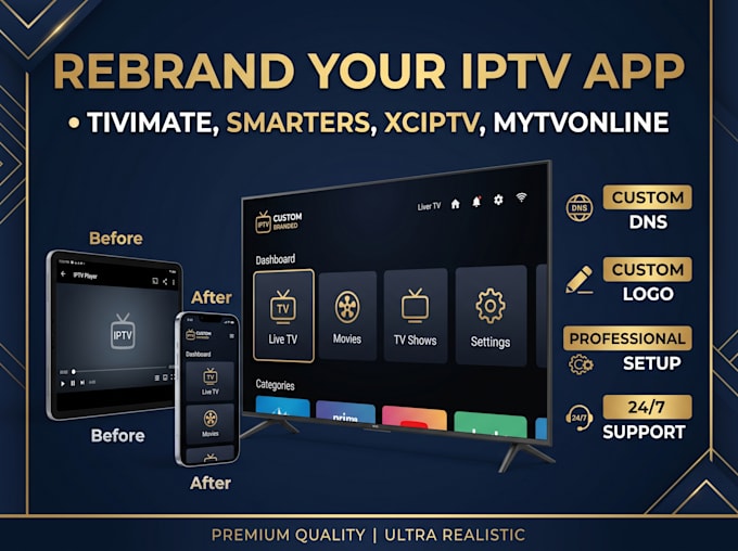 create a professional ios iptv app and android iptv app withwhite label branding