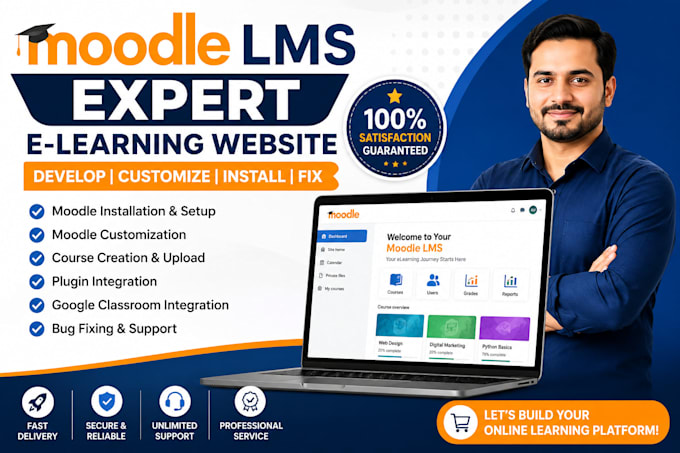 develop, customize, install and fix moodle lms elearning website