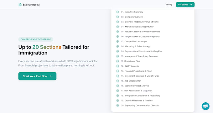create a uscis compliant visa business plan