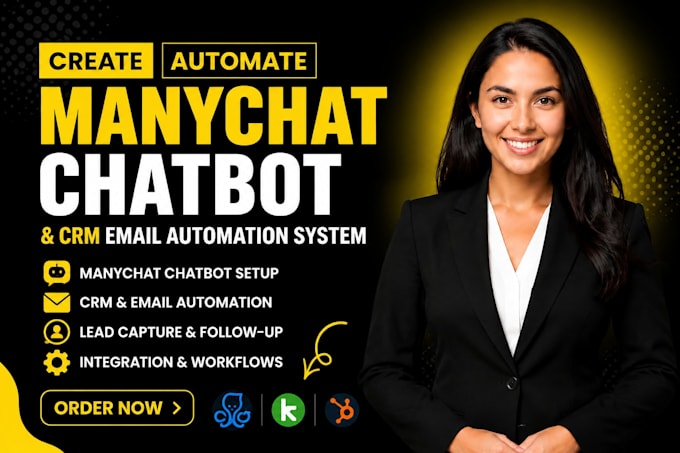 create a manychat chatbot and CRM email automation system