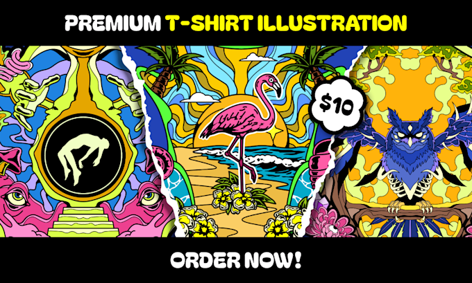 create exclusive psychedelic art for apparel and merch