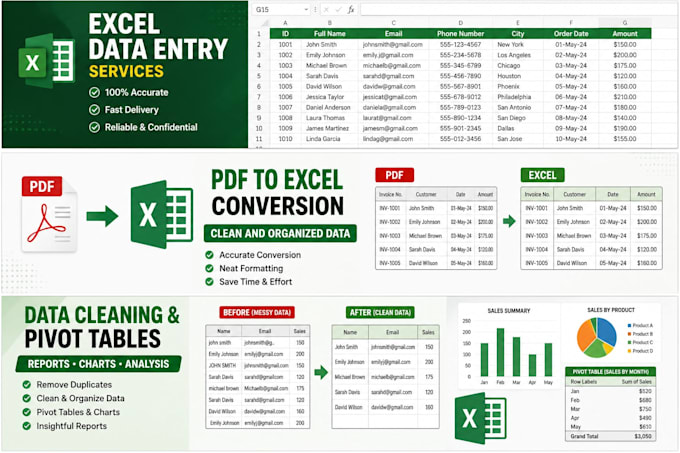 excel data entry and PDF to excel conversion