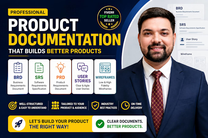 create brd, srs, prd, user stories and wireframes for your product