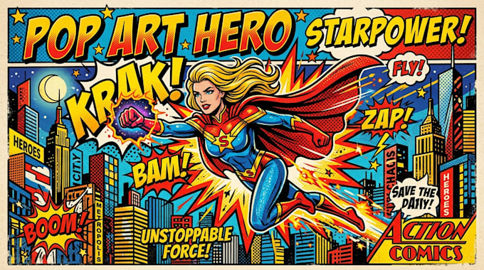 design an amazing superhero pop art