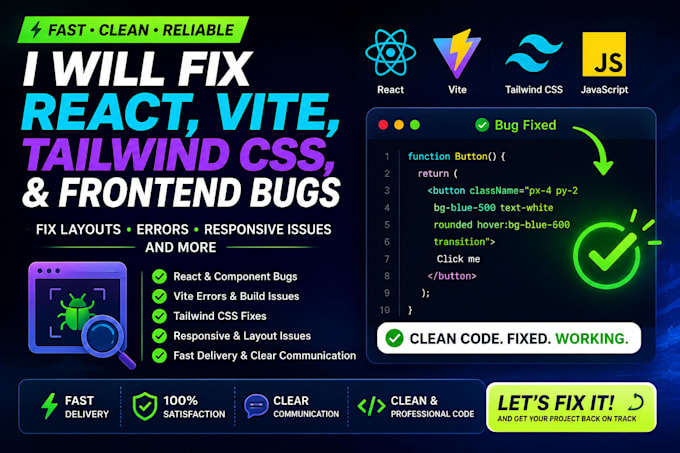 fix react, vite, tailwind CSS, and ai generated code bugs