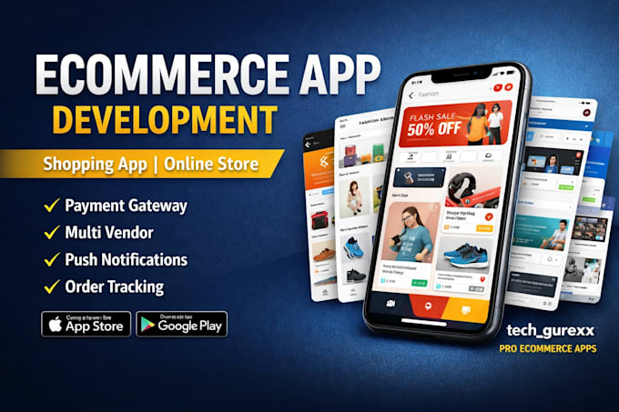 develop ecommerce app, shopping app, online store app, mobile commerce app