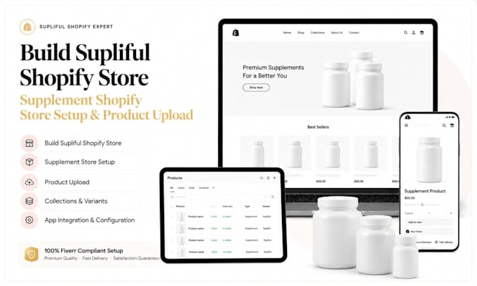 build supliful shopify store, supplement shopify store setup and product upload