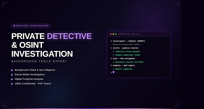 be your private detective for osint investigation and background checks