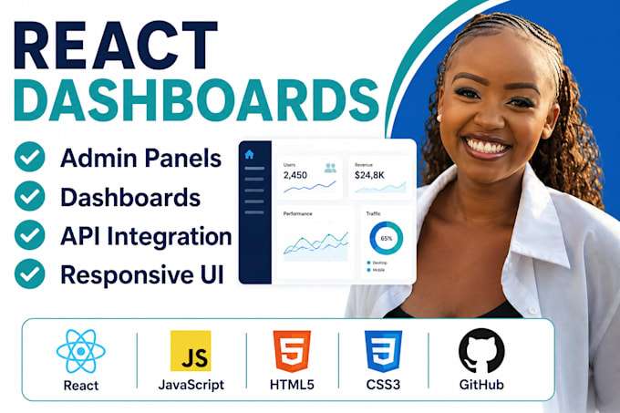 build react dashboard, admin panel, responsive web app