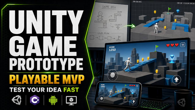 create a playable unity 2d 3d game prototype or mvp