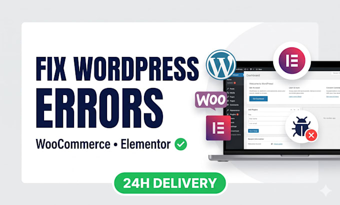 fix wordpress errors, woocommerce bugs, and elementor issues