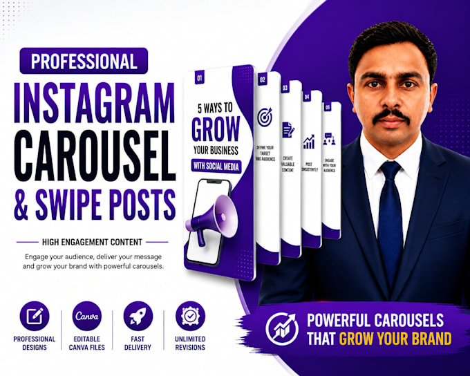 design instagram carousel posts, swipe posts and social media carousel