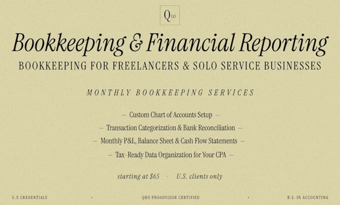 do monthly quickbooks set up, clean up and maintenance