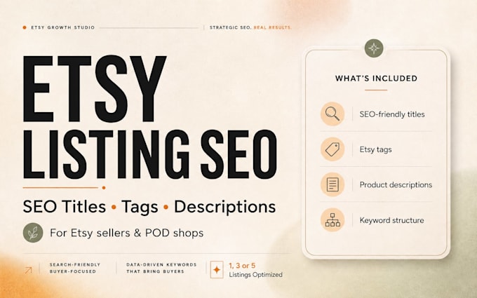 optimize etsy listings with SEO titles, tags and descriptions
