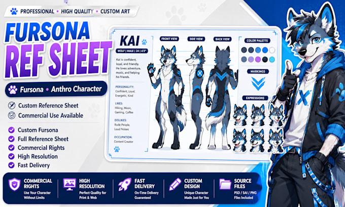 create furry character ref sheet, fursona ref sheet, anthro reference