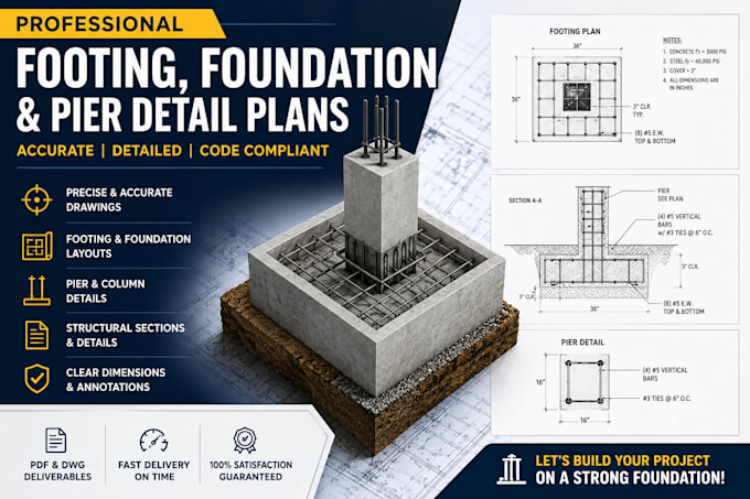 create professional footing, foundation, and pier detail plans