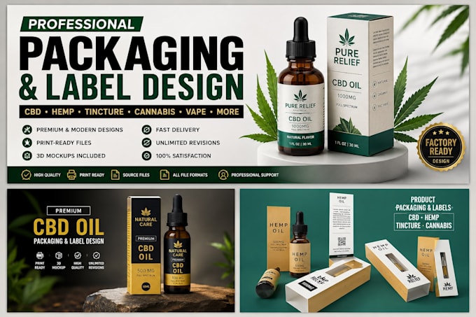 do product packaging box, label design, cbd vape cigarette cannabis tincture