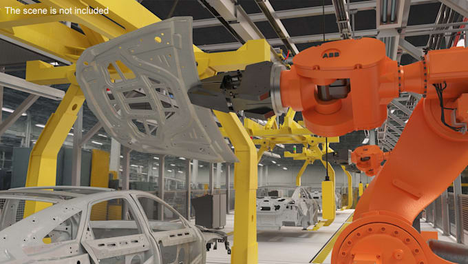 create industrial digital twin, factory simulation, 3d manufacturing animation