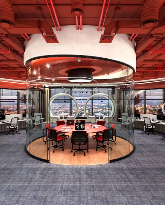 3d office interior design warehouse meeting room workspace ball room conference