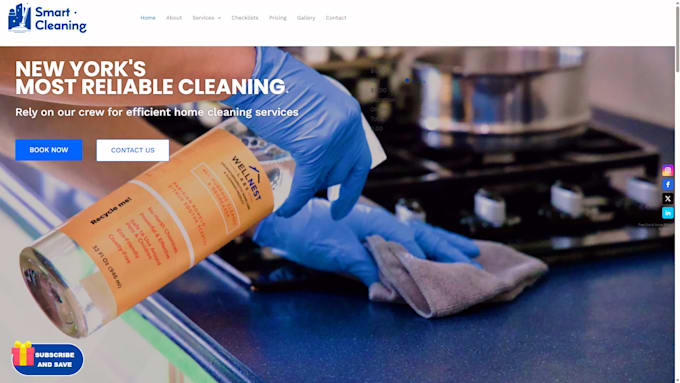 design a professional cleaning service website with online booking