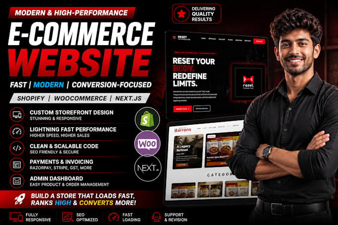 build custom nextjs headless shopify store or woocommerce website