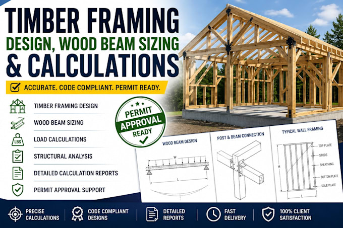 provide timber framing design wood beam sizing and calculations