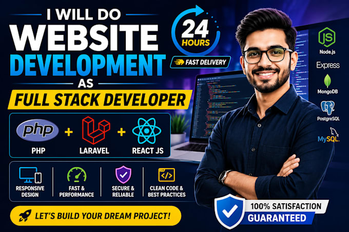 do website development as full stack developer PHP laravel developer react js