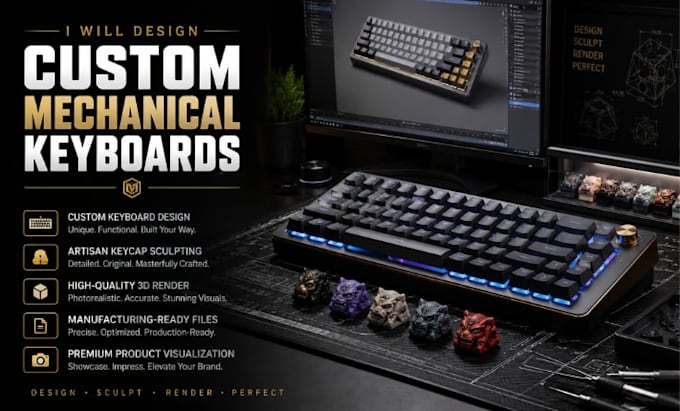 design custom mechanical keyboards,sculpt aritsan keycaps,high quality 3d rended