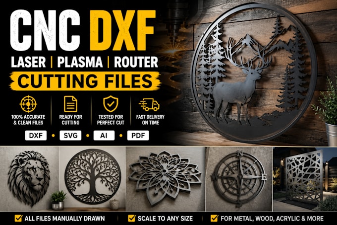 create cnc dxf files for laser, plasma and router cutting