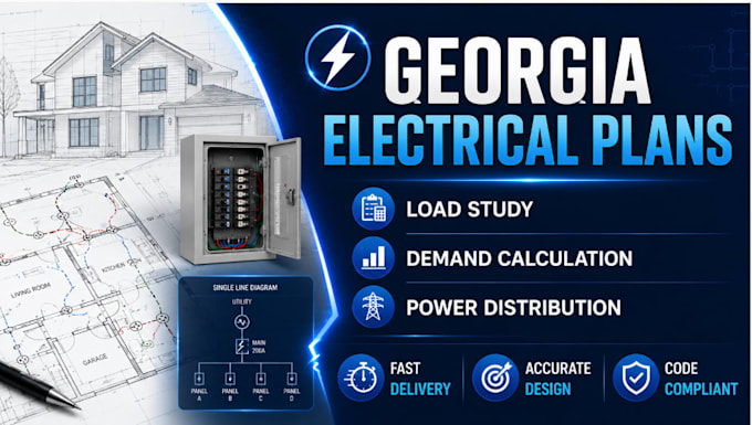 draw georgia electrical plans, load study, demand calculation power distribution