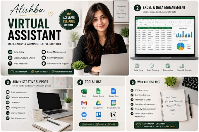 Be your virtual assistant for data entry and administrative support by ...