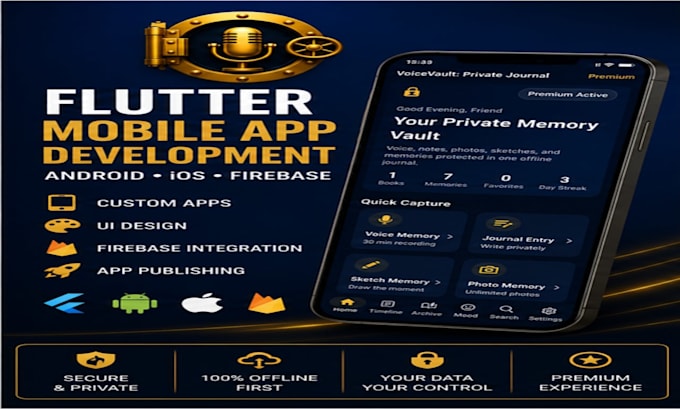develop a custom flutter app for android and ios
