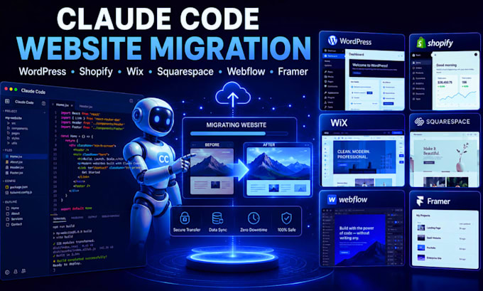 convert or migrate claude code website to wordpress wix shopify framer webflow