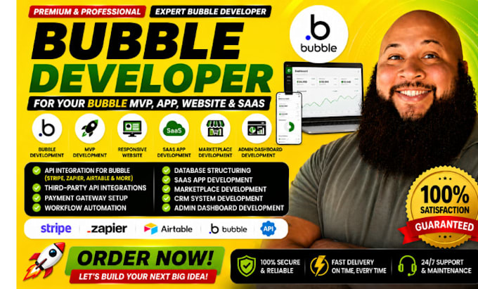 bubble website app bubble io bubble developer for mvp, saas with ai integration