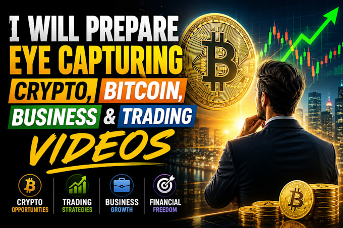 prepare eye capturing crypto, bitcoin, business and trading videos