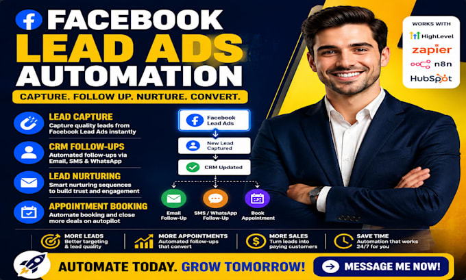 automate facebook lead ads, CRM follow ups and lead nurturing workflows