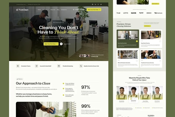 build office cleaning, house cleaning, cleaning service website, booking website