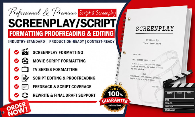 screenplay formatting movie script film script formatting proofreading editing