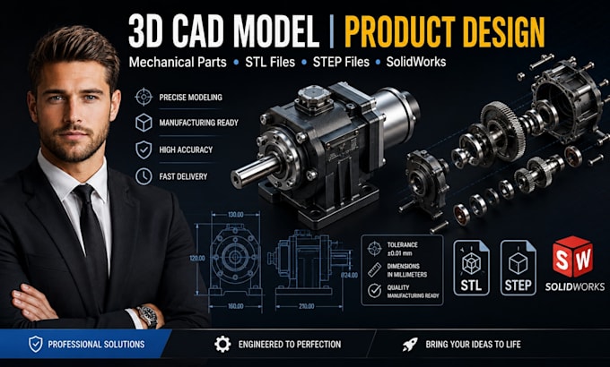 3d cad model, product design, mechanical part, stl, step file using solidworks
