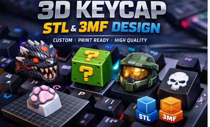 make 3d printable keycaps,3d model stl,3mf for 3d printing