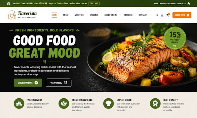 build restaurant website catering food delivery website online ordering system