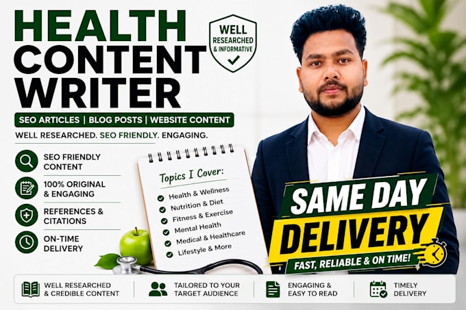write health, nutrition, and wellness blog articles