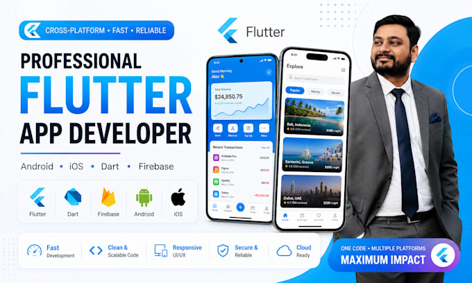build cross platform flutter mobile app using dart firebase
