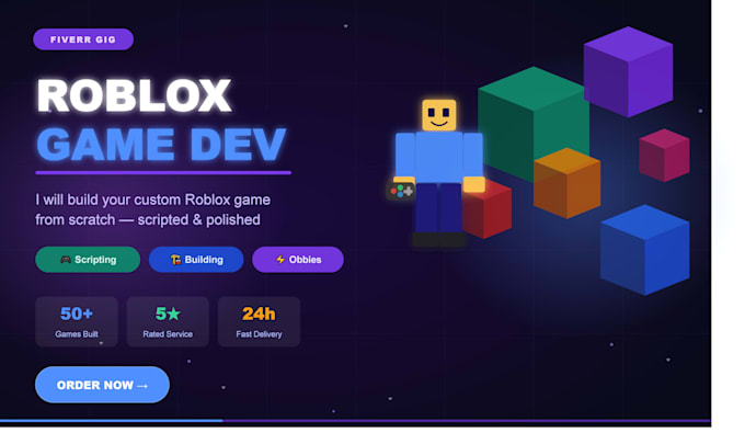 develop a custom roblox game, scripting, map design, lua coding, obby
