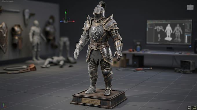 create custom 3d armor models for games, animation and rendering
