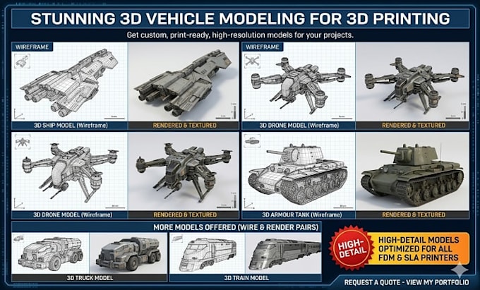 do 3d vehicle modeling and rendering for 3d printing