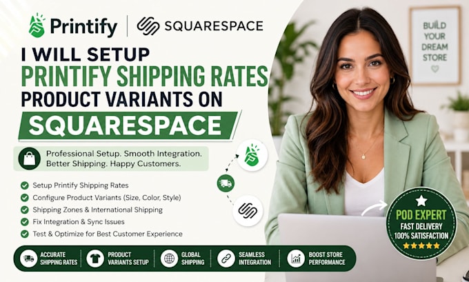 setup printify shipping rates and product variants on squarespace