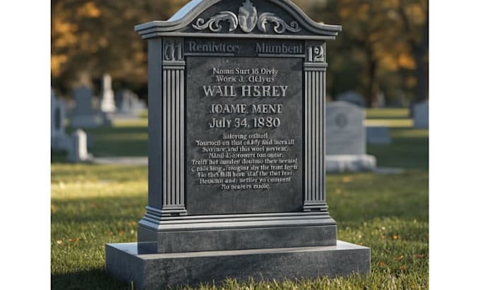 3d grave design, headstone, tombstone memorial monument gravestone engraving