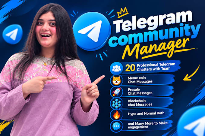 be your telegram community manager or admin with 25 chatter